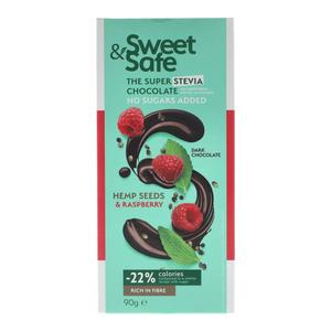 Sweet&amp;safe étcsoki málnával,kenderrel,steviával 90 g