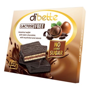 DIBETTE NAS ÉTCSOKOLÁDÉVAL MÁRTOTT MOGYORÓS KRÉMMEL TÖLTÖTT OSTYALAPOCSKÁK LAKTÓZMENTES ÉDESÍTŐSZERR